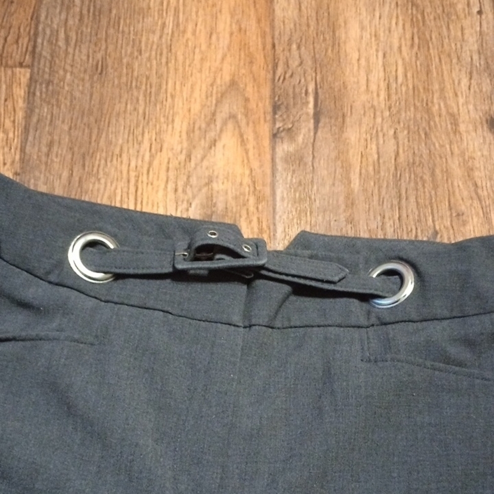 Larry Levine Charcoal Ankle Dress Trousers With Flat Waist Mid Rise Size 6 - Picture 3 of 7